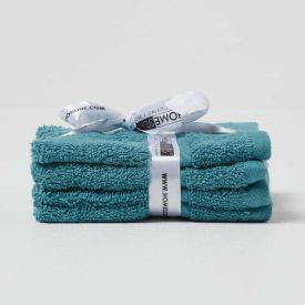 Teal 100% Combed Egyptian Cotton Set of 4 Face Cloths 500 GSM