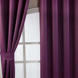 Aubergine Herringbone Chevron Blackout Curtains Eyelet Style, 90x90"