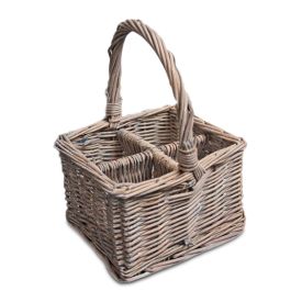 Grey Willow Wicker Cutlery and Glass Divider Basket 