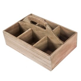 Wooden Brown Storage Caddy with Handle