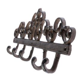 Brown Cast Iron Coat Hooks with Decorative Swirl Design