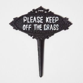 Black Metal “Please Keep Off The Grass” Garden Sign with Metal Spike
