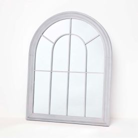 Grey Distressed Style Arched Outdoor Garden Mirror, 88 cm Tall