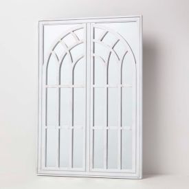 White Distressed Large Gothic Mirror
