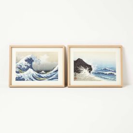 Set of 2 The Great Wave Framed Print Wall Art