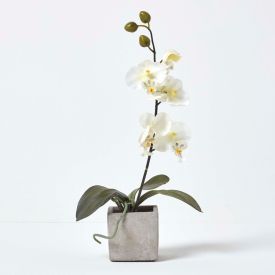 White Artificial Orchid Flowers in Pot for Indoor & Outdoor Decoration