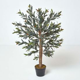 Green Olive Tree Artificial Plant with Pot, 90 cm