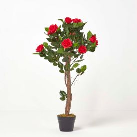 Red Potted Rose Tree Artificial Plant, 120 cm