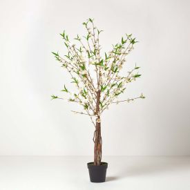 Artificial Blossom Tree with Cream Silk Flowers - 5 Feet 