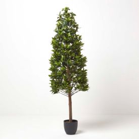 Green Artificial Bay Topiary Tree in Pyramid Shape, 5 Ft Tall