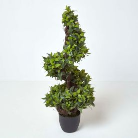 Green Artificial Bay Tree Spiral Shape in Pot, 4 Ft