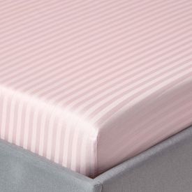 Pink Egyptian Cotton Satin Stripe Fitted Sheet 330 Thread count