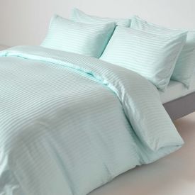 Blue Egyptian Cotton Stripe Duvet Cover and Pillowcases 330 TC