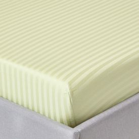 Sage Green Egyptian Cotton Satin Stripe Fitted Sheet 330 Thread count