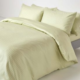 Sage Green Egyptian Cotton Stripe Duvet Cover and Pillowcases 330 TC