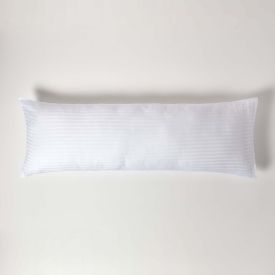 HOMESCAPES White Pure Egyptian Cotton Pillowcase Standard Size 500 Thread Count Percale Equivalent Satin Stripe Housewife Pillow Case 
