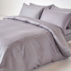 Grey Egyptian Cotton Stripe Duvet Cover and Pillowcases 330 TC