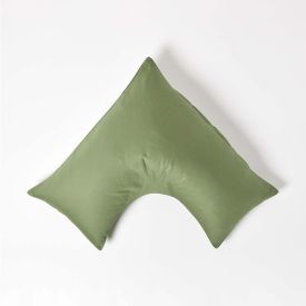 Moss Green V Shaped Pillowcase Organic Cotton 400 Thread Count 