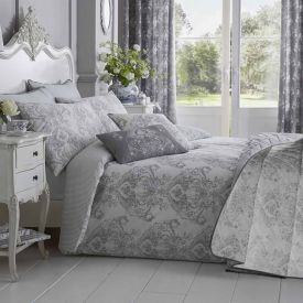 Grey French Toile Patterned Duvet Cover Set