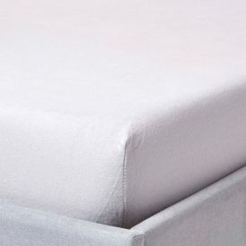 Grey Soft Portuguese Brushed Cotton Extra Deep Fitted Sheet, Single