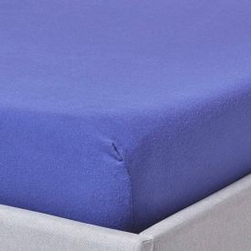Navy Soft Portuguese Brushed Cotton Deep Fitted Sheet, Single