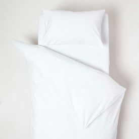 White Cotton Cot Bed Duvet Cover Set 200 Thread Count