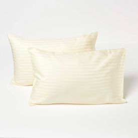 Yellow Cotton Stripe Kids Pillowcases 40 x 60 cm 330 Thread Count, 2 Pack