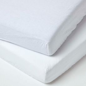 White Linen Cot Bed Fitted Sheets 70 x 140 cm, Pack of 2