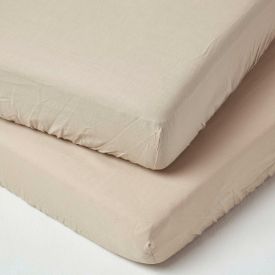 Natural Linen Cot Bed Fitted Sheets 70 x 140 cm, Pack of 2