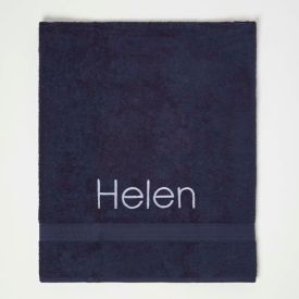 Turkish Cotton Navy Blue Personalised Embroidered Towel