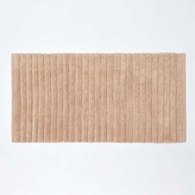 Ribbed Cotton Spa Style Beige Bath Mat