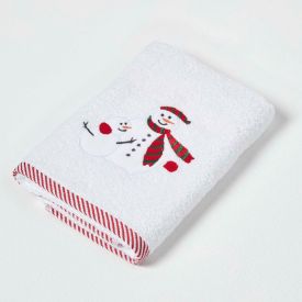 Snowman Embroidered 100% Cotton Christmas Hand Towel
