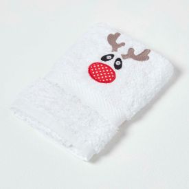 Reindeer Embroidered 100% Cotton Small Christmas Towel