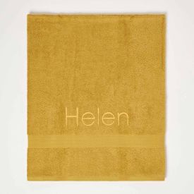 Luxury Mustard Egyptian Cotton Personalised Embroidered Towel 500 GSM