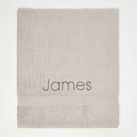 Luxury Light Grey Egyptian Cotton Personalised Embroidered Towel 500 GSM