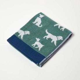 Green Dog Pattern 100% Cotton Hand Towel