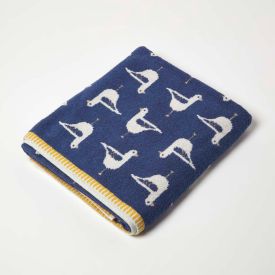 Navy Seagull Pattern 100% Cotton Towel