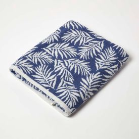 Navy Botanical Pattern 100% Cotton Towel