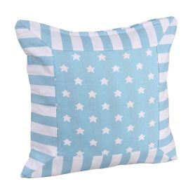 Cotton Blue Stripe Border and Stars Cushion Cover