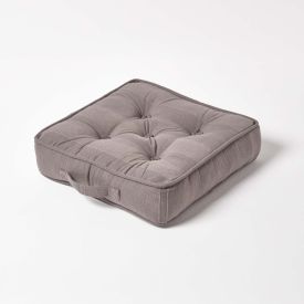 Rajput Ribbed Cotton Floor Cushion Grey (