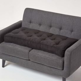 Black Faux Suede 2 Seater Booster Cushion