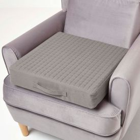 Grey Cotton Orthopaedic Foam Armchair Booster Cushion