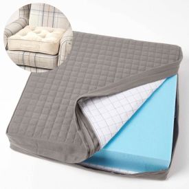 Grey Quilted Cotton Armchair Booster Cushion Cover