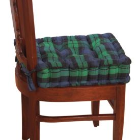 Black Watch Tartan Cotton Dining Chair Booster Cushion