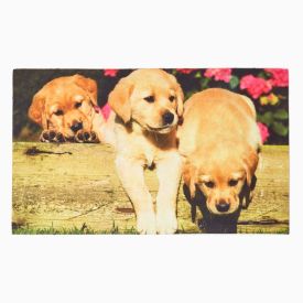 Puppies Printed 100% Recycled Rubber Non-Slip Doormat 