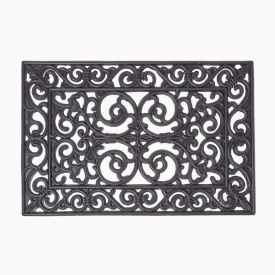 Black Wrought Iron Effect Parisian Rubber Doormat 60 x 40 cm