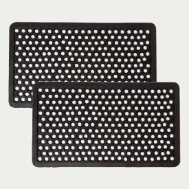 Set of 2 Honeycomb Black Rubber Door Mats 75 x 45 cm