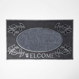 Silver 'Welcome' Door Mat, 75 x 45 cm