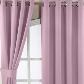 Pastel Pink Herringbone Chevron Blackout Thermal Curtains Pair Eyelet Stylem, 65x90