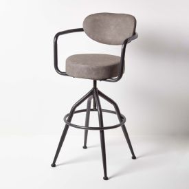 Rochester Leather Bar Stool Grey